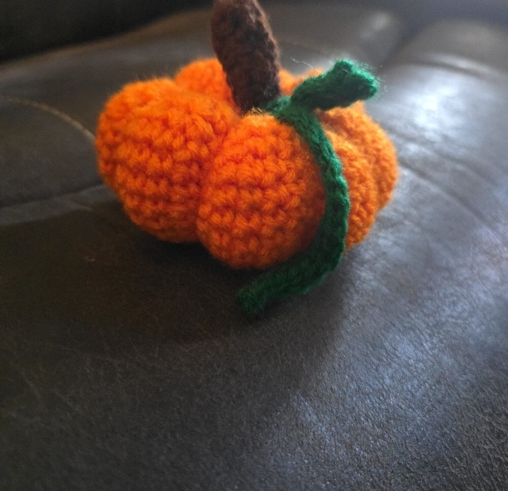Handmade Crocheted Pumpkin Plushie - Picture 2 of 5